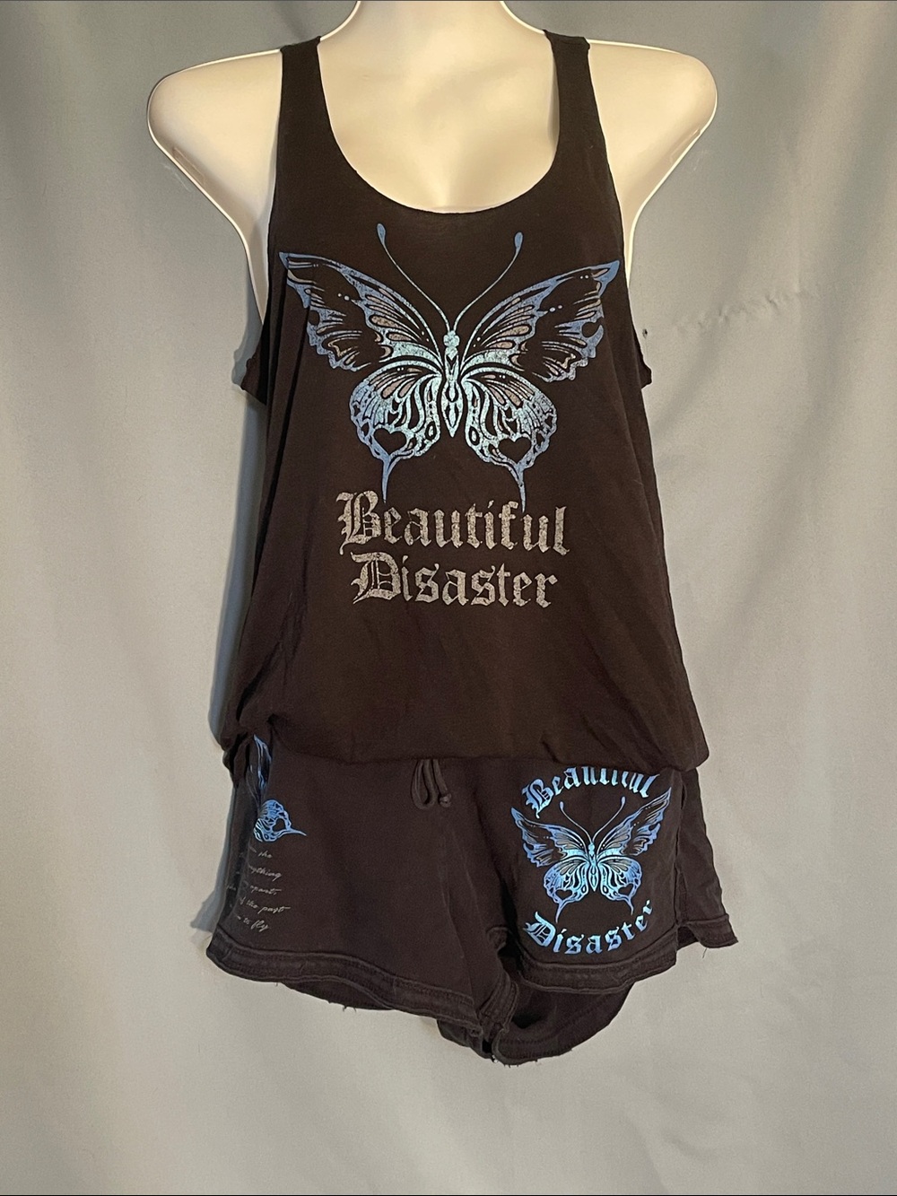 Beautiful Disaster Women’s Black Butterfly Pajama Set